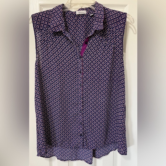 Purple and White Patterned Women’s Tank Top Blouse - Picture 1 of 2